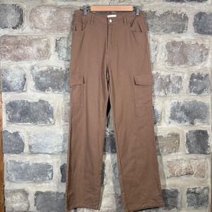 Altar'd State Brown Cargo Pants Wide‎ Leg High Waist Cotton Casual Lightweight